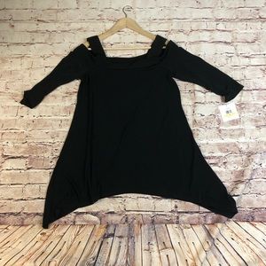 Ellen Tracy Top Black cold shoulder